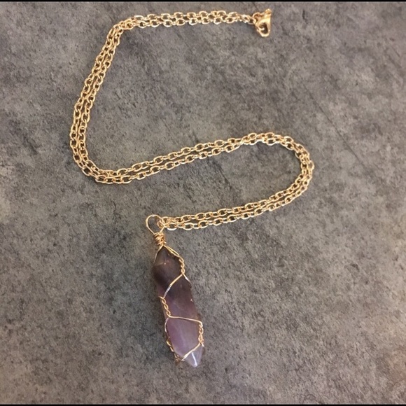 Natural Spiritual Amethyst Crystal Wired Necklace - Picture 7 of 8